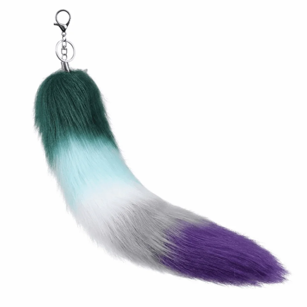 Pompom-Tier-Schwanz-Schlüsselanhänger, Taschenquaste, Schlüsselhalter, Plüsch-Schwanz-Schlüsselanhänger, Riemen, Kette, großer flauschiger Fell-Anhänger, Schlüsselring, Taschendekoration – Detail 11
