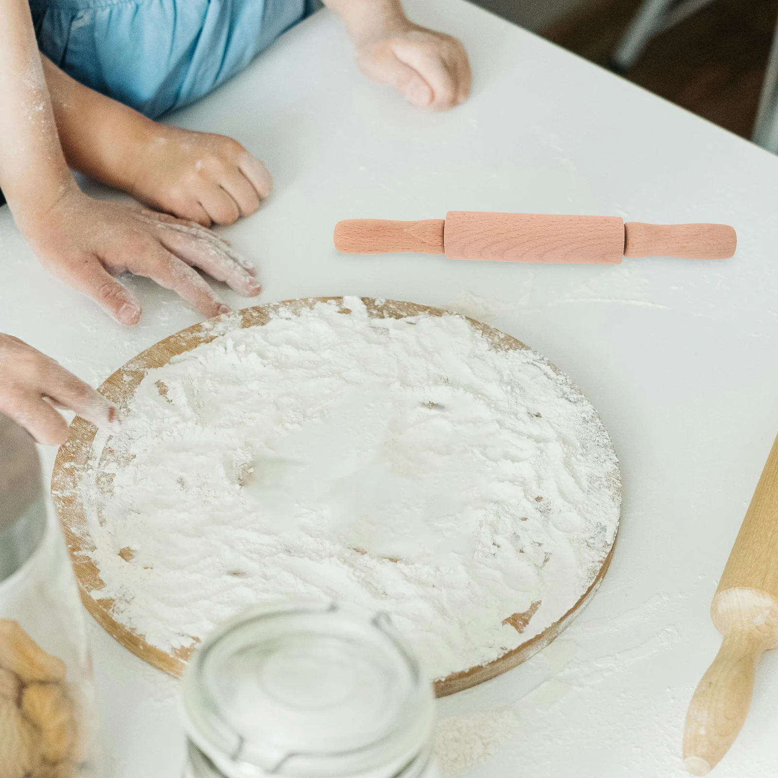 

Wooden Rolling Pin for Kids 23CM Mini Size Childrens Kitchen Tool Clay Pastry Christmas Toddler Baking Fun Easy Use