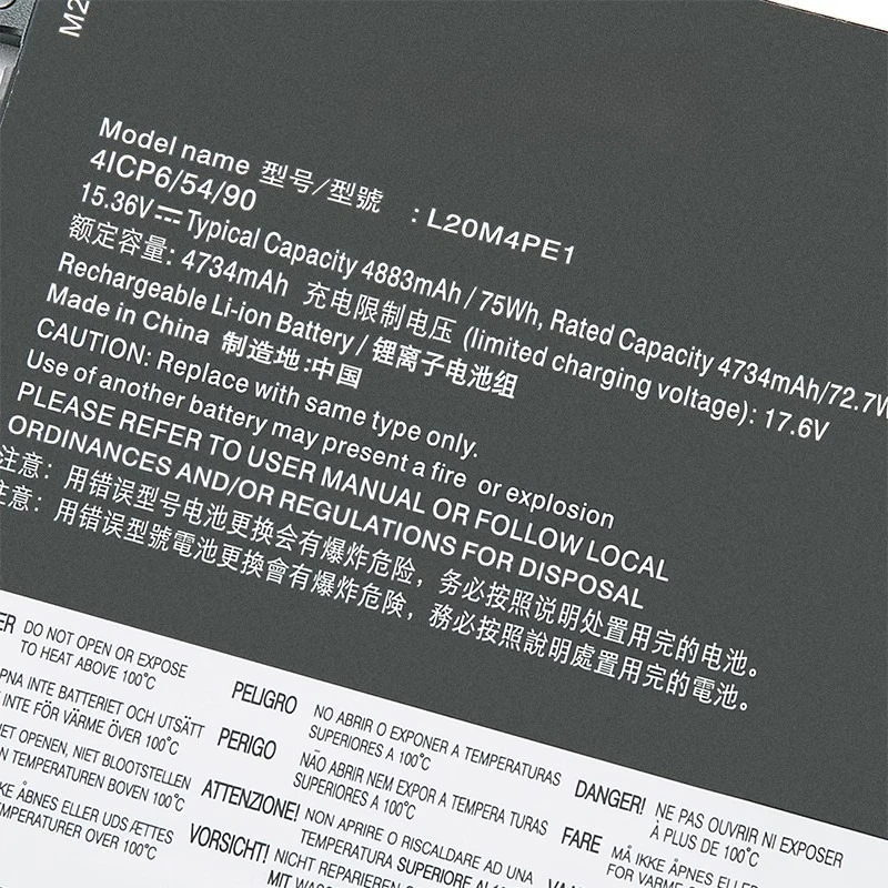 100% جديد L20M4PE1 15.36V 72.7Wh 4734mAh استبدال بطارية الكمبيوتر المحمول لينوفو IdeaPad 5 Pro-16IHU6 Pro-16ACH6 الخالق 5-16ACH6