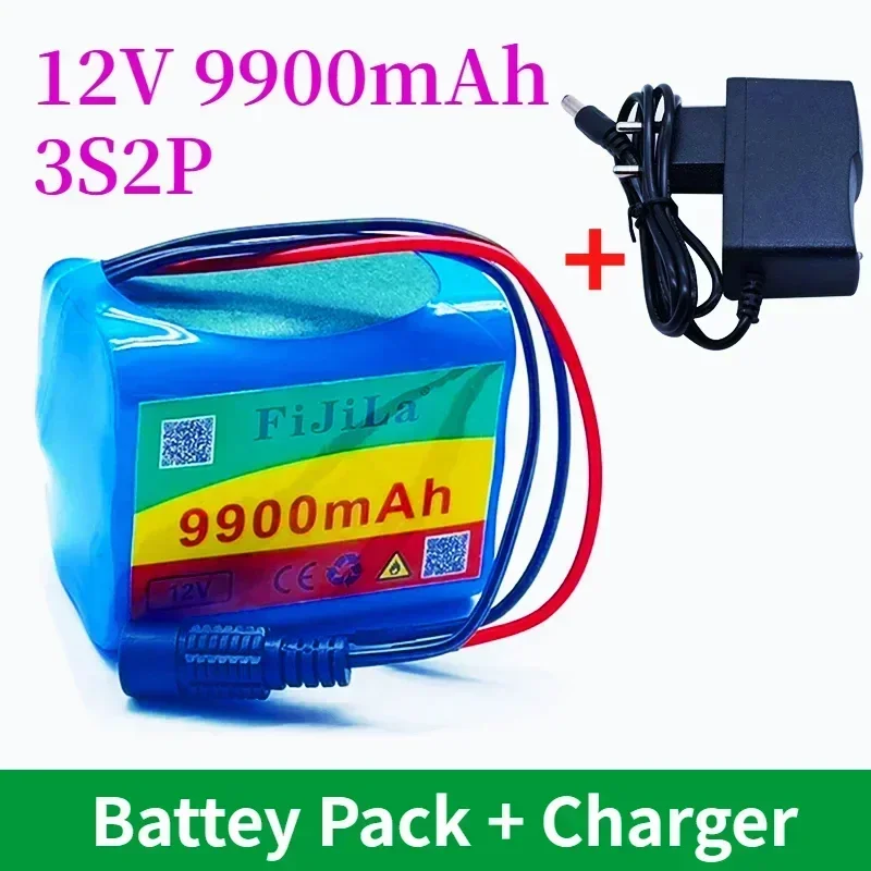 12V Batterie 9900mAh 3S2P KLUOSI Große Kapazität 11.1V 12V Lithium-Ion Batterie Pack mit 5A BMS für LEDLampe Licht Backup Power