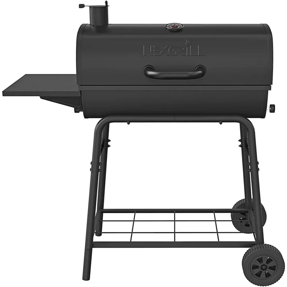 

Premium Charcoal Barrel Grill, 29 inches Barbecue Grill, Heavy Duty Charcoal Barrel BBQ Grill, Outdoor Cooking, Side shelf