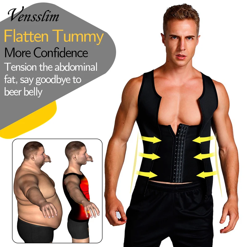 Men\'s Slimming Modeling Strap Belt Compression Corset Vest Body Shaper Shapewear Three-breasted Waist Trainer Fat Burner Tops