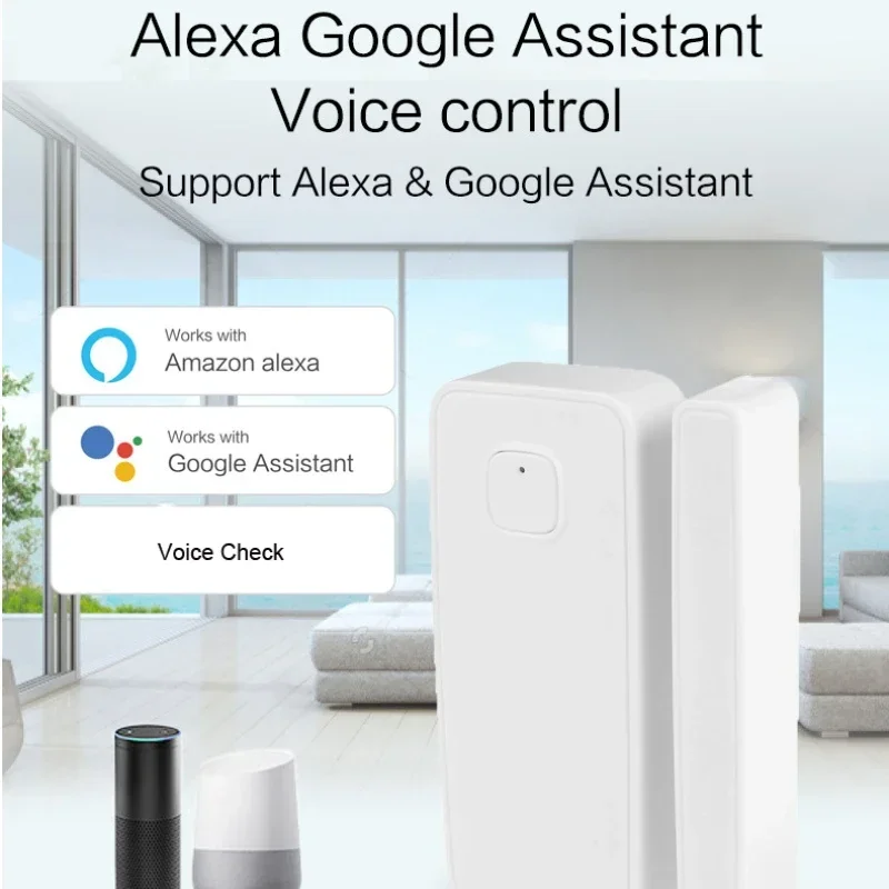 elligente Tuya WiFi-Türsensor, Fenster, magnetisch, offen, geschlossen, Detektor, Sicherheitsalarmsystem, Aufzeichnung, Entsperren, Arbeit mit Alexa Google