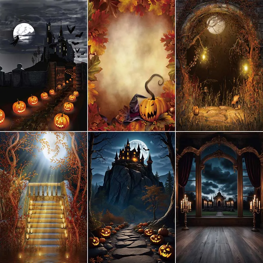 MOON.QG Halloween 2025 Photography Backdrop Pumpkin Lantern Party Home Photocall Background Baby Photo Studio Photobooth Props