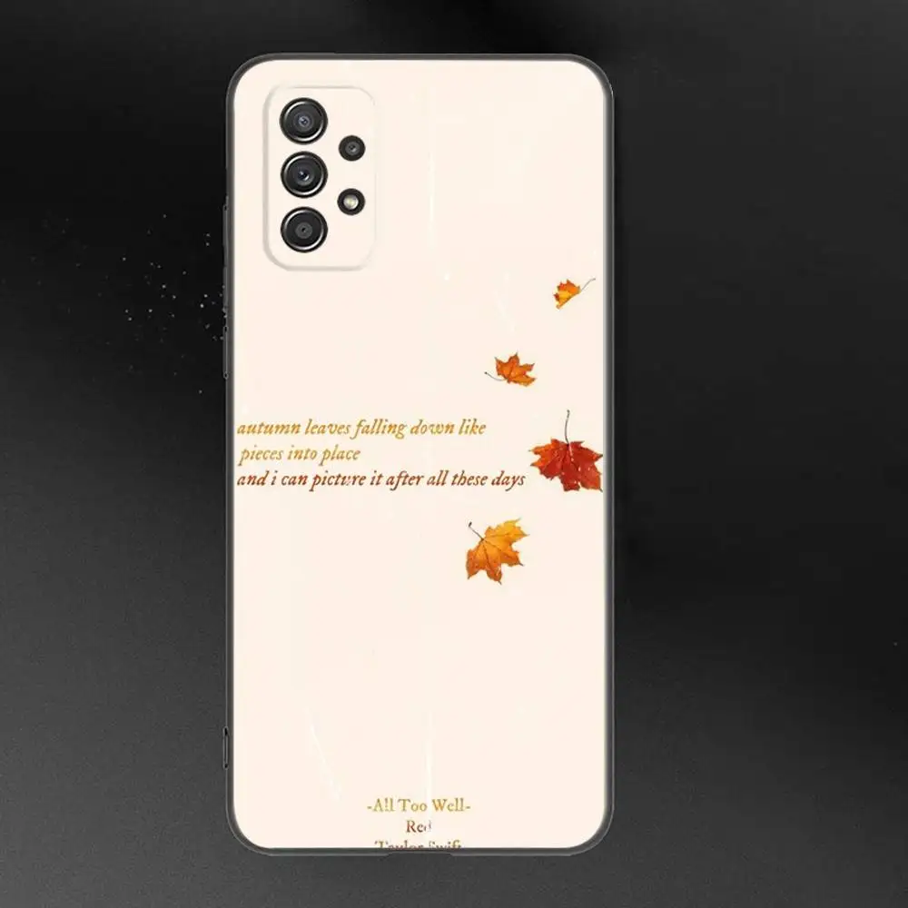 حافظة هاتف All Too Well Lyrics لهاتف سامسونج جالاكسي A 91,80,73,72,71,53,52,51,22,5G غطاء أسود ناعم مقاوم للصدمات