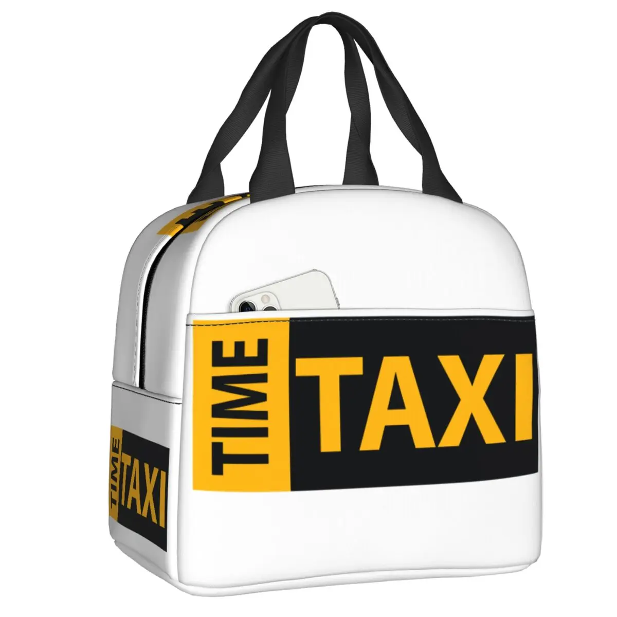 

Funny Driver Taxi Time Lunch Bag for Camping Travel Portable Food Thermal Cooler Insulated Lunch Box Women Children Tote Bags