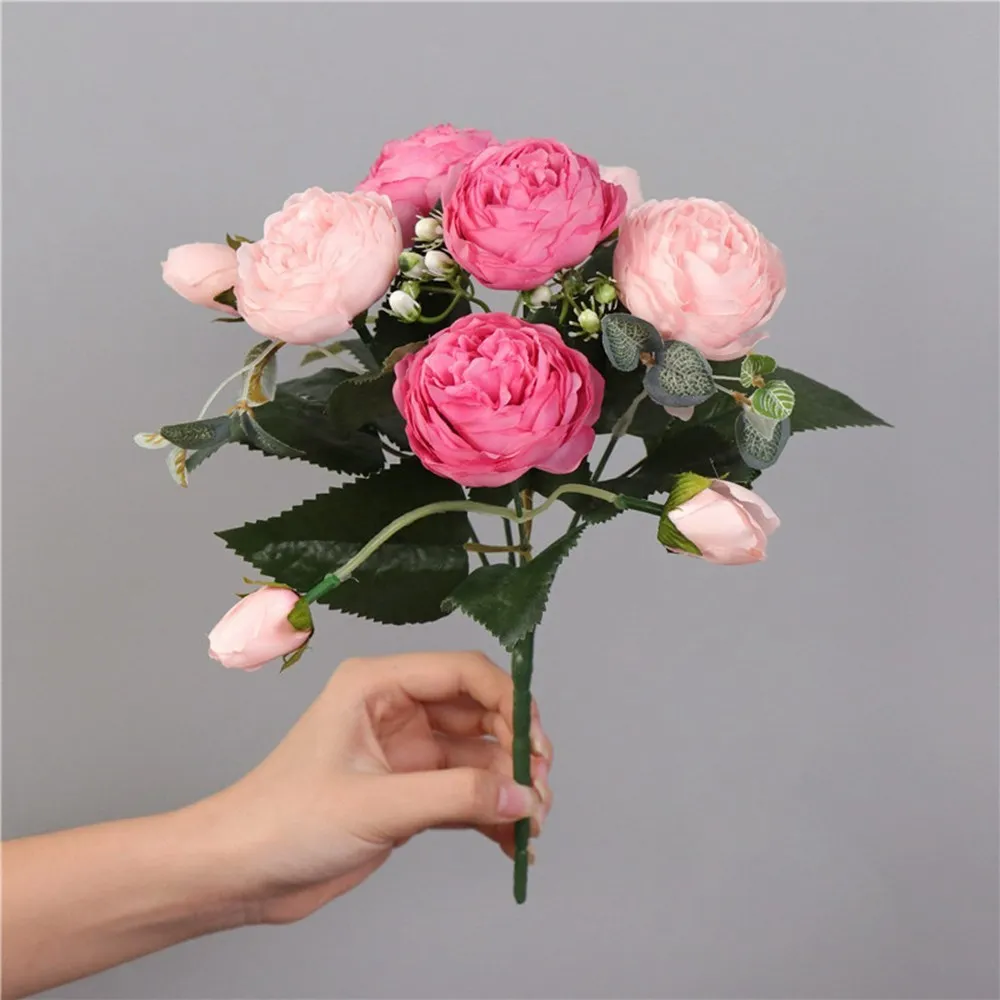 Künstliche Blumen, gefälschte Rosen, Seiden-Pfingstrosen, Valentinstag, Festival, Dekoration, Party, Vase, Zuhause, Zimmer, Hochzeit, Brautsträuße, DIY-Geschenke – Detail 23