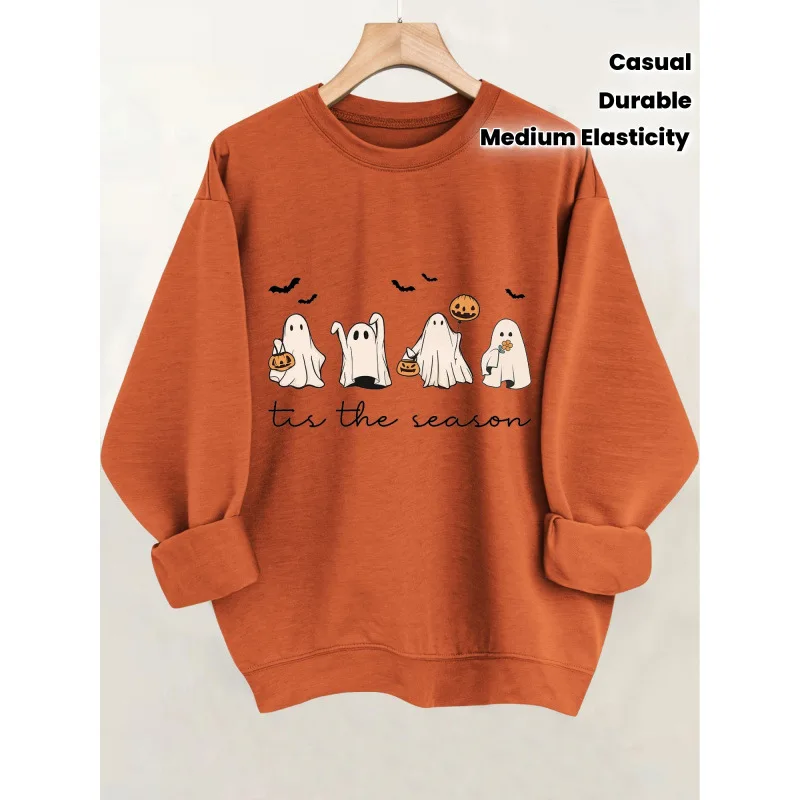 

Halloween Print Fleece Women's Hoodie Comfortable Soft Fabric Casual Streetwear Trendy Female Hooded Sweatshirt