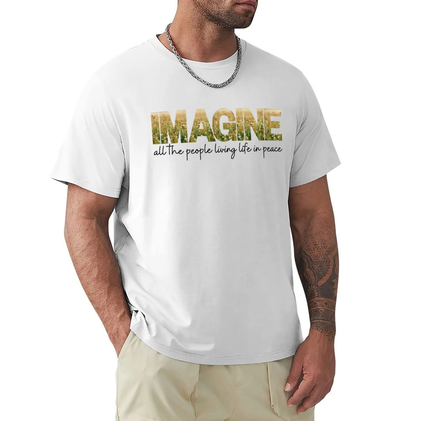 

Imagine all the people living life in peace T-shirt oversized Short sleeve tee customizeds mens graphic t-shirts pack