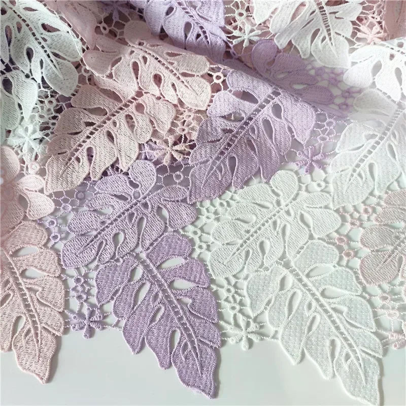 

50cm High Quality Water-Soluble Lace Sewing Hollow Out Leaves Embroidery Fabrics Women's Dress Lace Accessories Blended Fabric