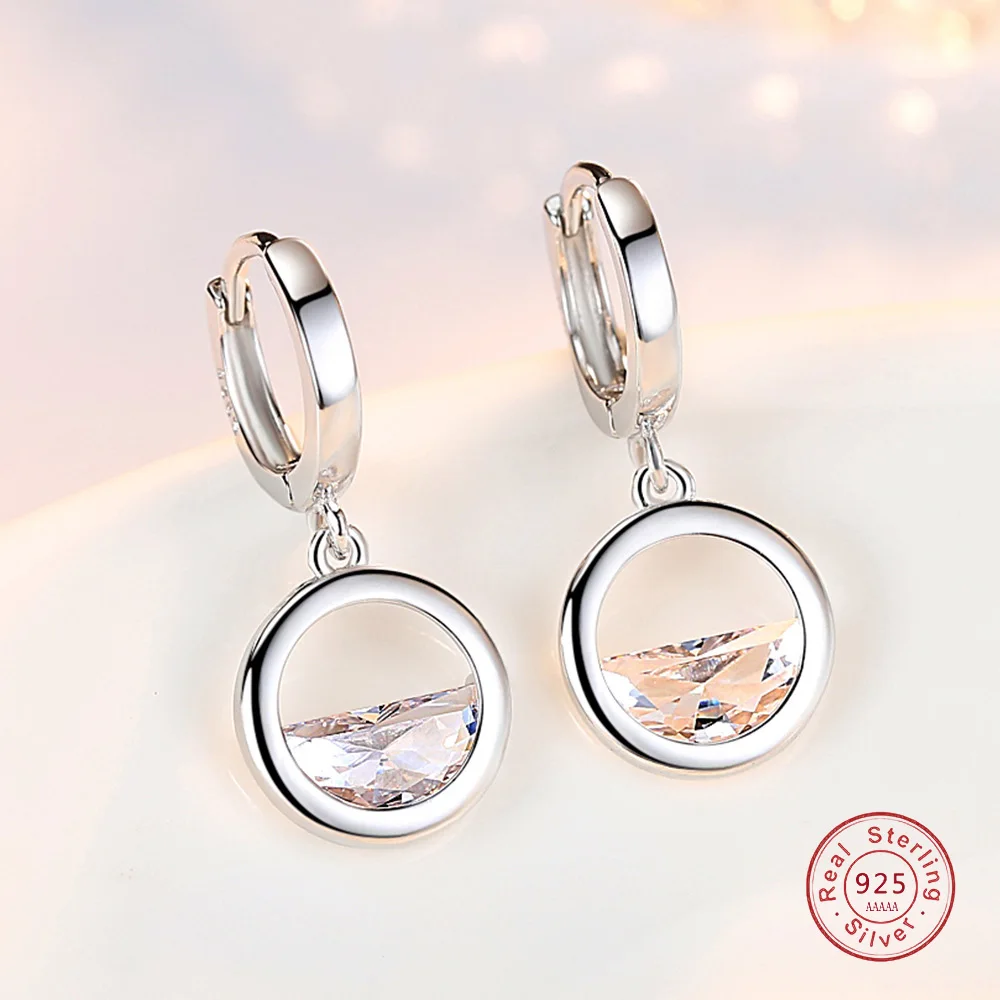 

New Arrival Female Earrings 925 Sterling Silver Semicircular Water Drop Zircon Earrings for Women Wedding Jewelry Pendientes