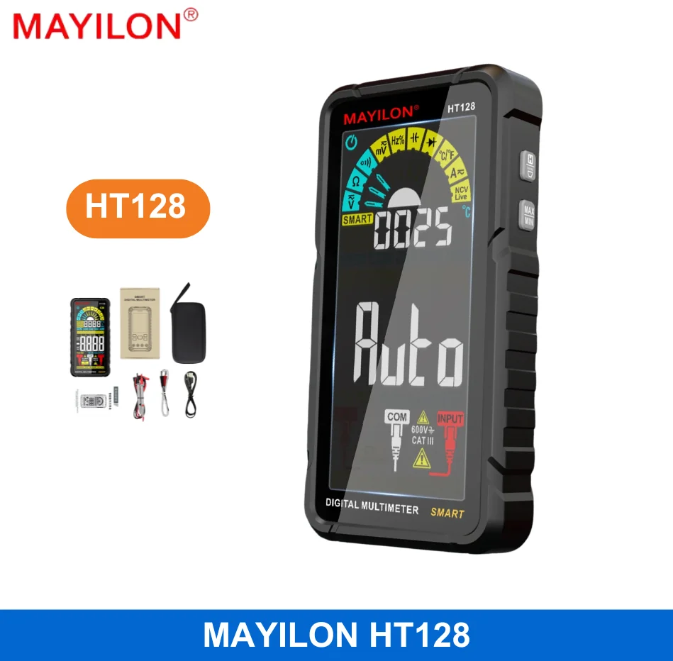 MAYILON-HT128 Digital Multimeter, Smart AC DC Current Voltage Resistance, Anti-burn, Automatic Identification, HD Display