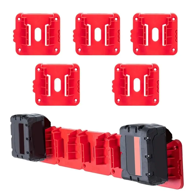 

Комплект из 5 держателей для аккумуляторов M18, 18В, литиевые, настенные, для надежного и организованного хранения батарей