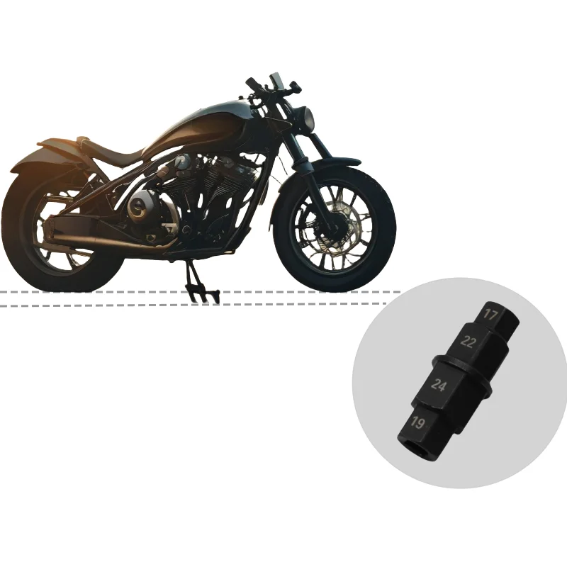 مجموعة أدوات إصلاح الدراجات النارية ذات المحور السداسي 4 في 1 شديدة التحمل 3/8 بوصة - فولاذ Cr-V مضاد للصدأ لمقابس 17/19/22/24 مم، محرك احترافي