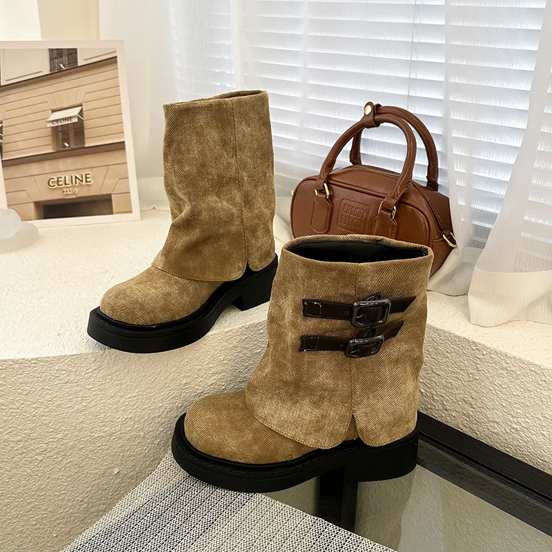 

Водонепроницаемые ботинки на платформе, увеличивающие рост, милые пряные ботинки на молнии, женские ботинки на толстой подошве, осенне-зимние стили, простые универсальные