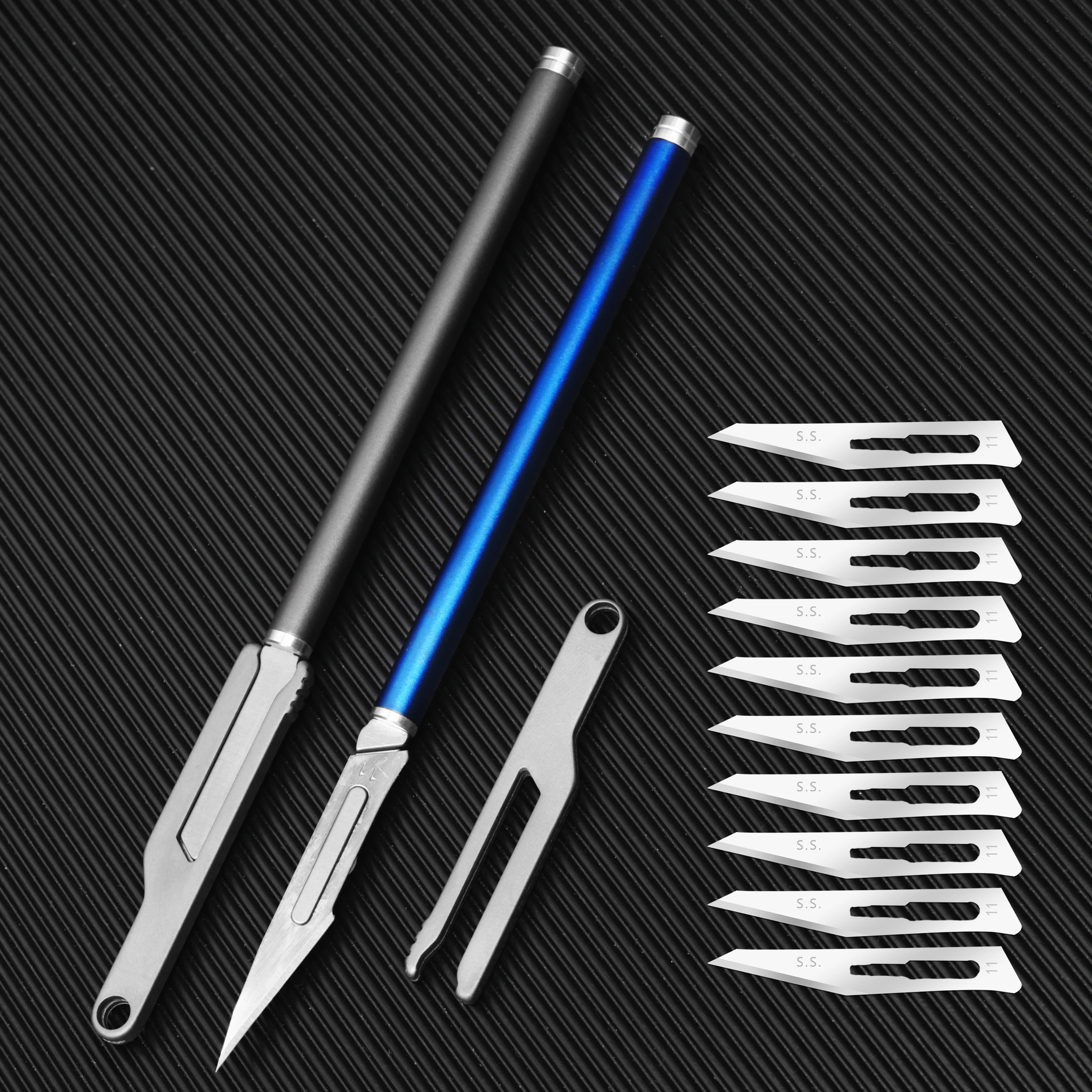 

Titanium Alloy Scalpel Metal Handle DIY Carving Knife Lightweight PortableSteel Surgical Blade EDC Tool With 10pcs Blades