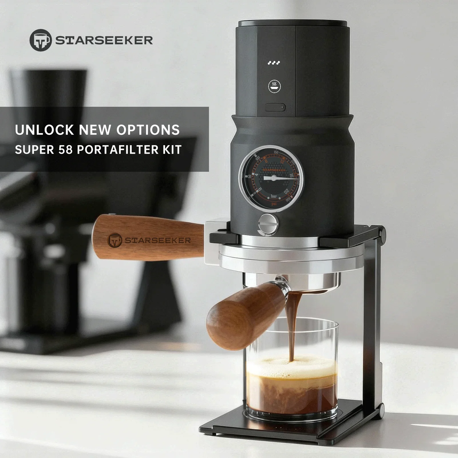 #STARSEEKER 2 Ears 58mm Espresso Bottomless Portafilter With Super58 Kit Include Draining Mat Bag