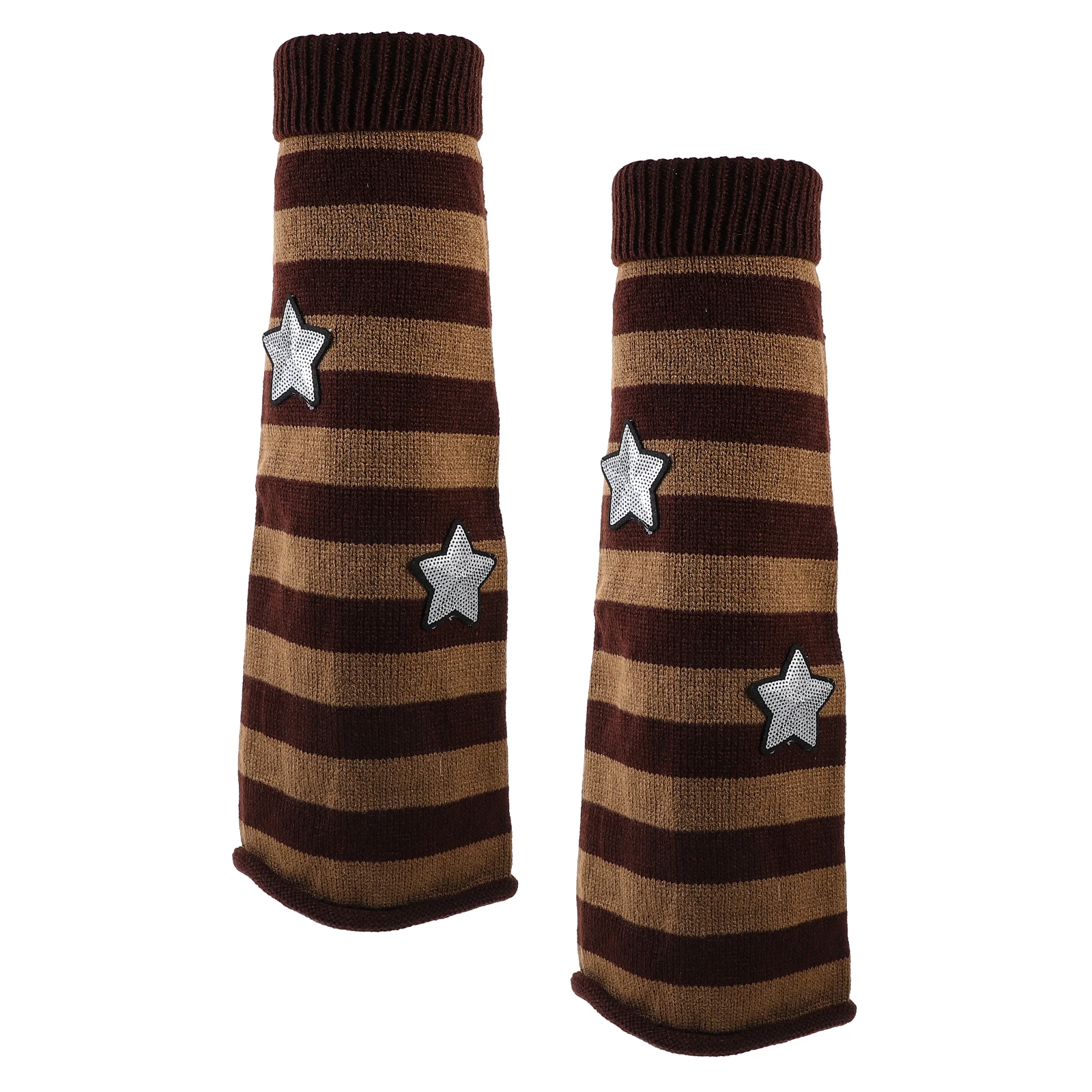 

Glitter Star Striped Leg Warmers Knitted Socks Women Winter Black White Stars Long Tube Socks Hosiery Leggings