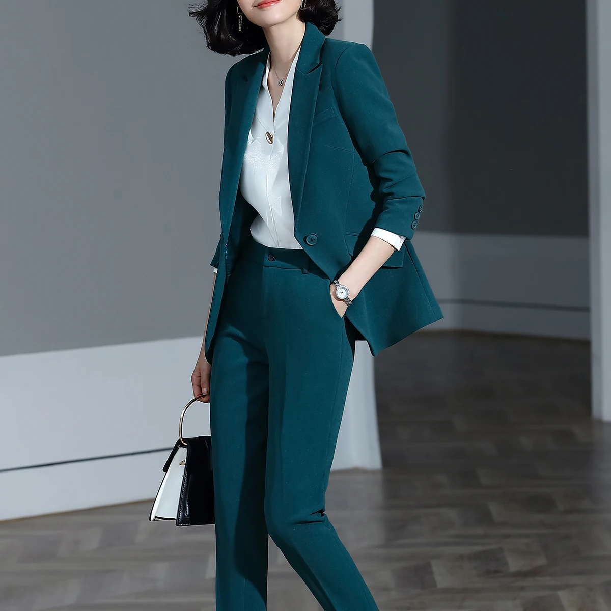 Red Dark Blue Black Women Pant Suit for Office Lady Two Pieces Set Size S-4XL Formal Work Career Blazer Coat With Pant Set Suit