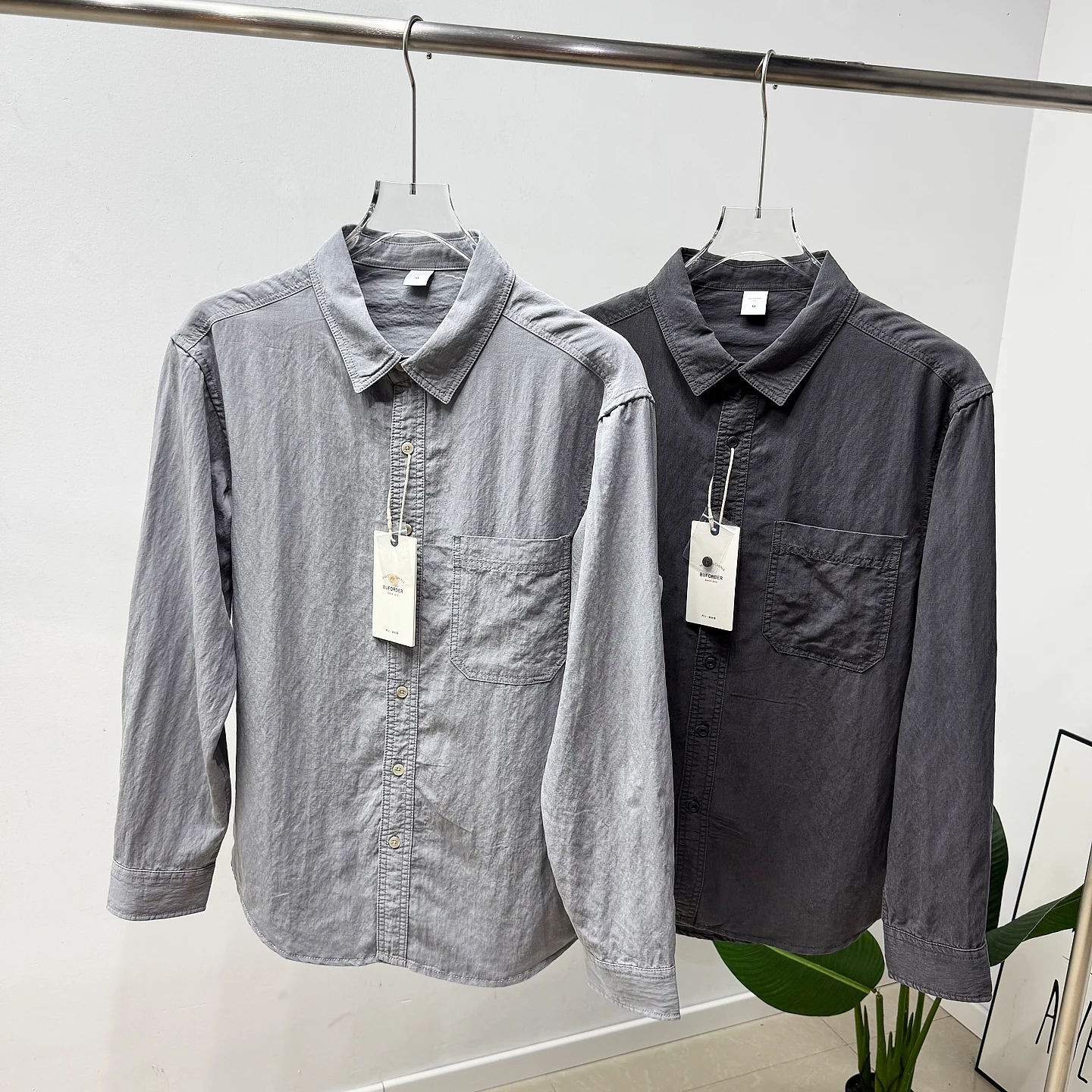 

Linen Nylon Mixed Fabric Long Sve Men's Casual irt Breathable Skin-friendly Spring Pure Color Loose Fit Button up