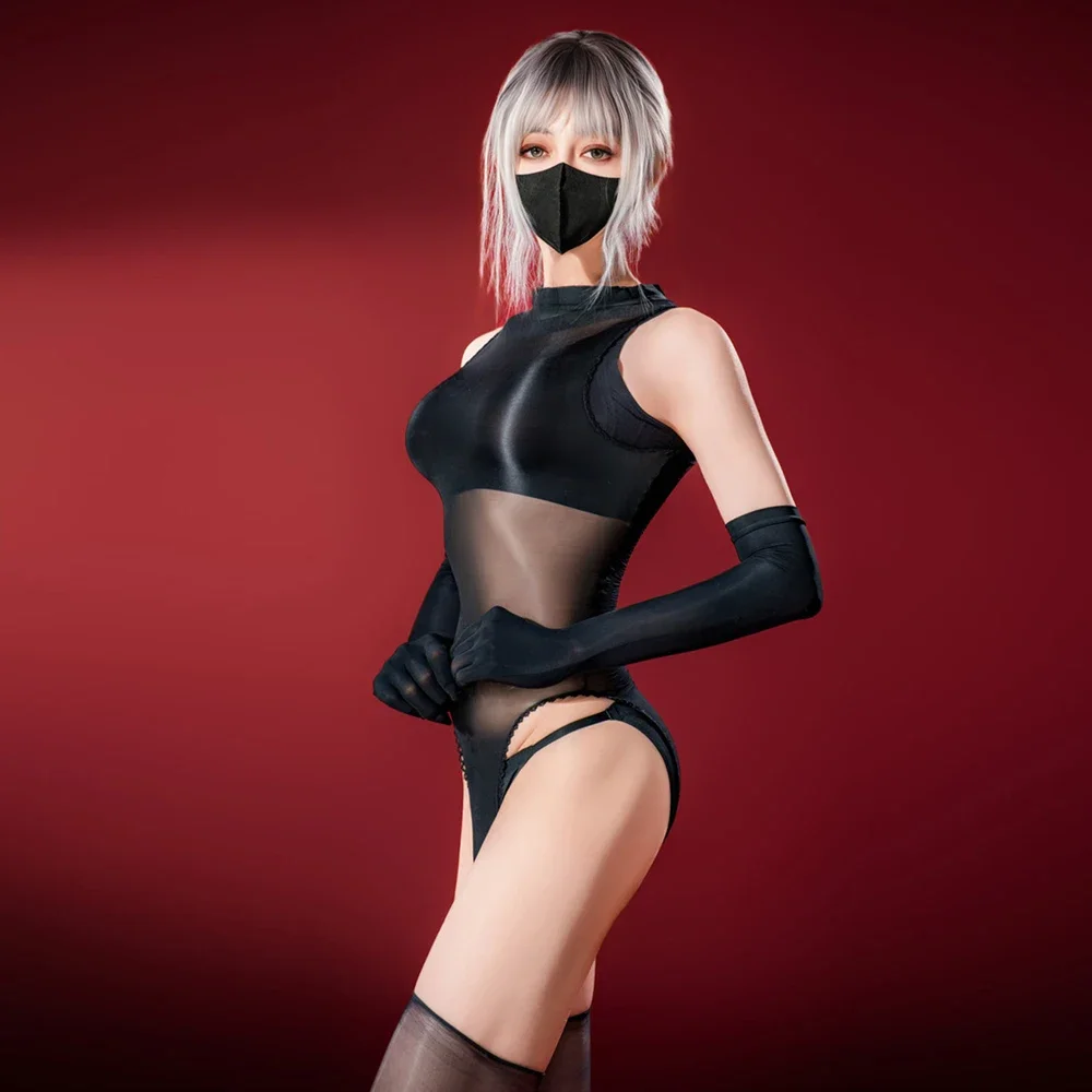 슬리브리스 수영복 섹시 여성 912 핀 바디수트 울트라씬 시스루 타이츠 오일 글로시 고탄력 레오타드 피트니스 요가