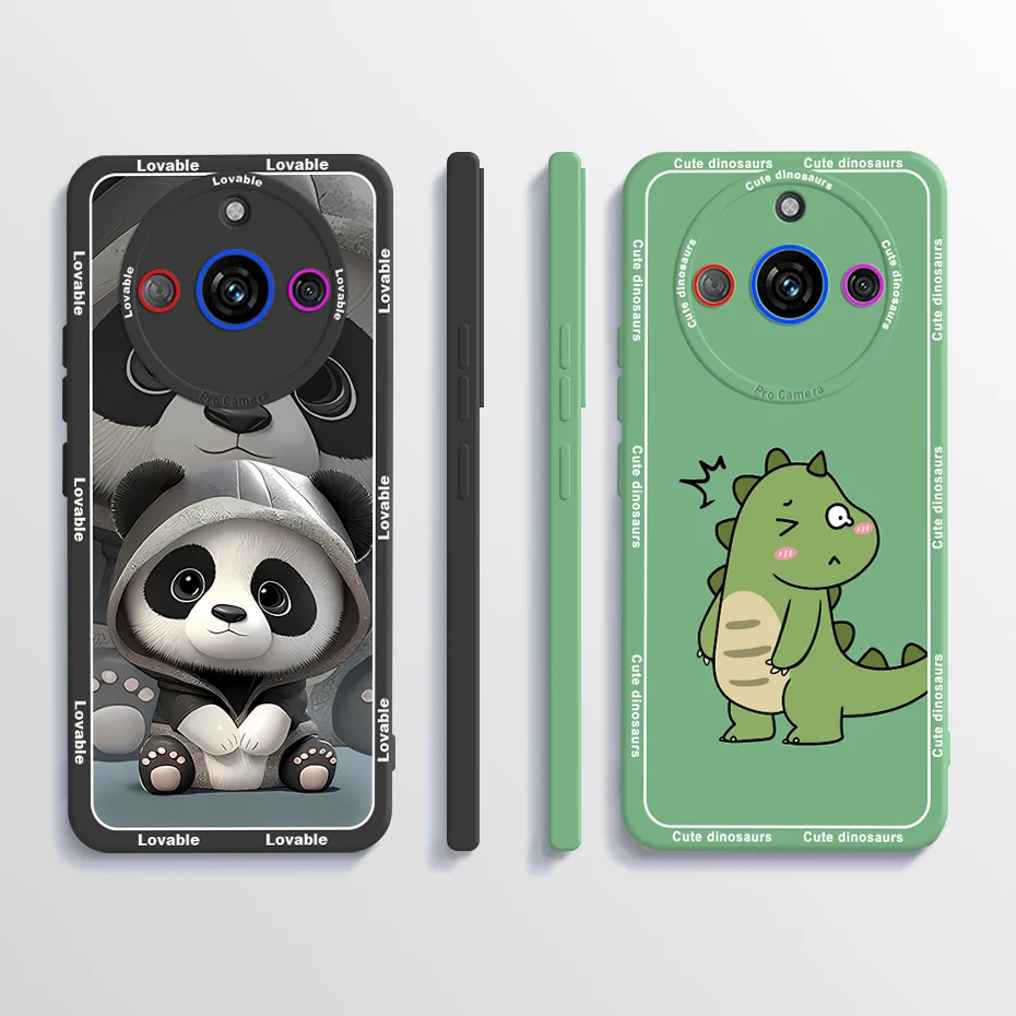 For Realme 11 Pro 5G Case Cute Panda Dinosaur Square Silicone Matte Capa Fundas For Realme 11 Pro Plus Pro+ 5G 11Pro Soft Cover