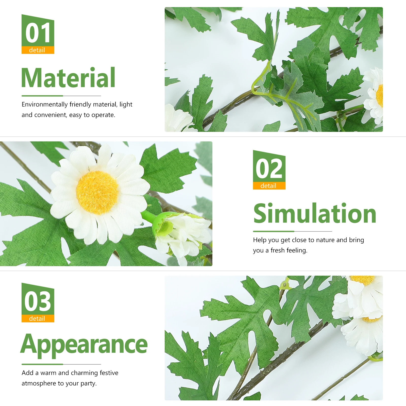 

Simulation Daisy Artificial Flower Decoration Simulation Daisy Rattans Imitation Vine Home Garden Party naments Reusable