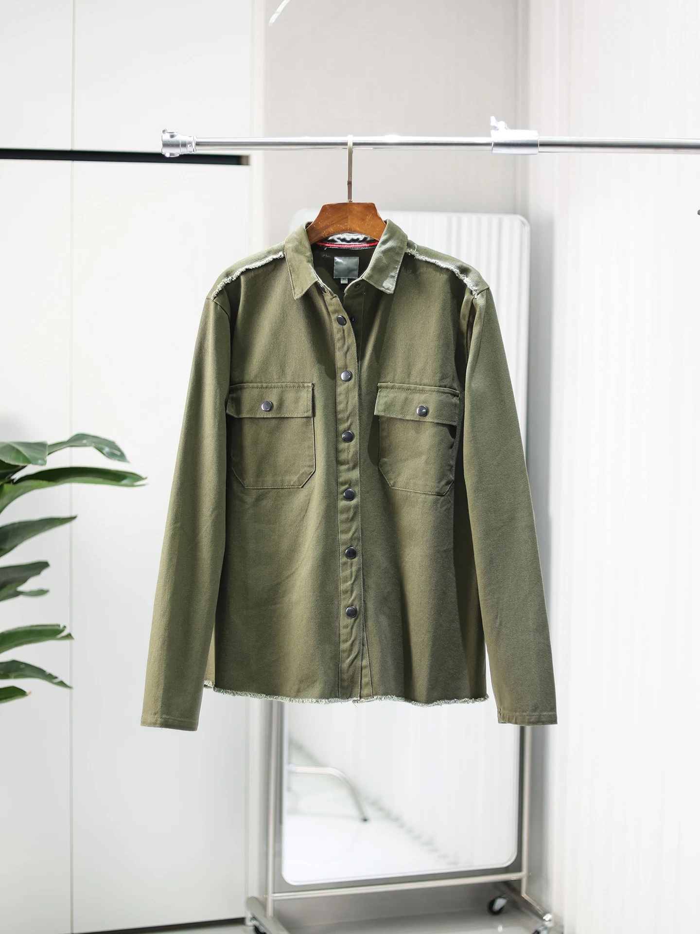 

American Retro Workwear High Tead Count Cotton Plaid Men's Collared Casual irt Jaet Trendy Autumn Outerwear Coat