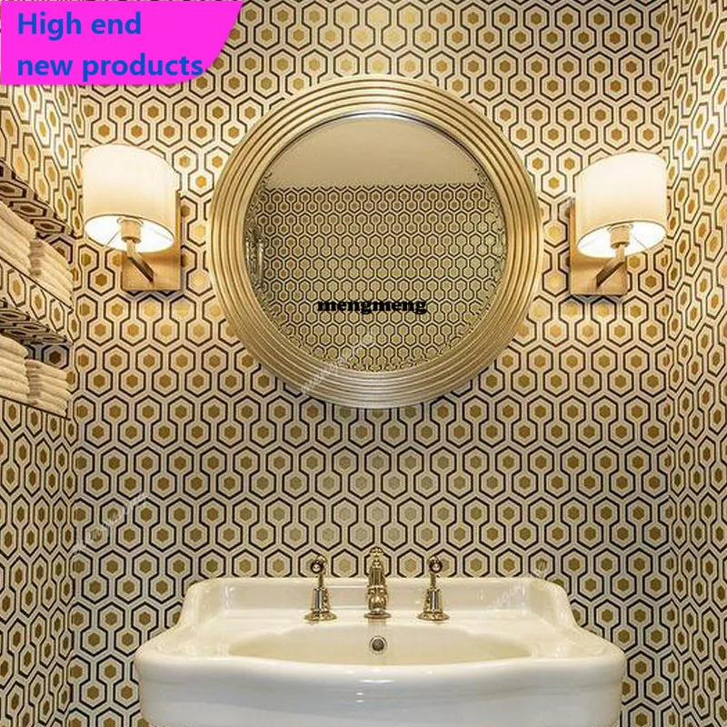 A68Neoclassical decorative mirror champagne gold porch mirror modern bathroom wall decorative mirror