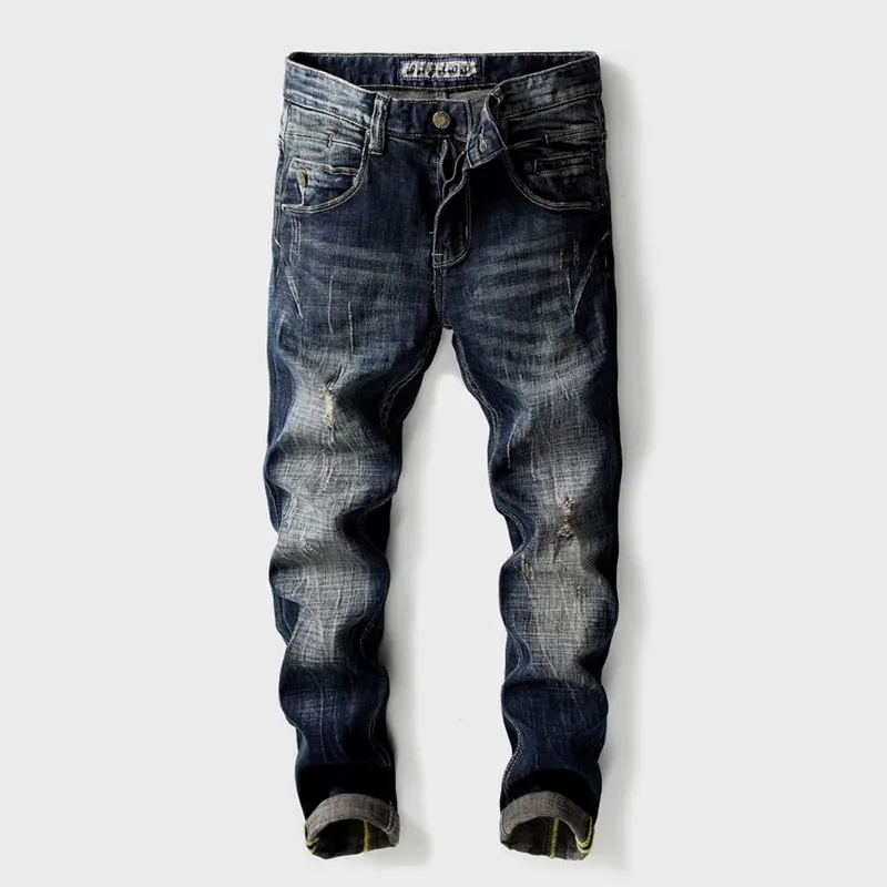 Jeans jeans rasgados slim fit masculino, calças de grife emendadas, moda de rua vintage, retrô, preto, azul, fino, hip hop