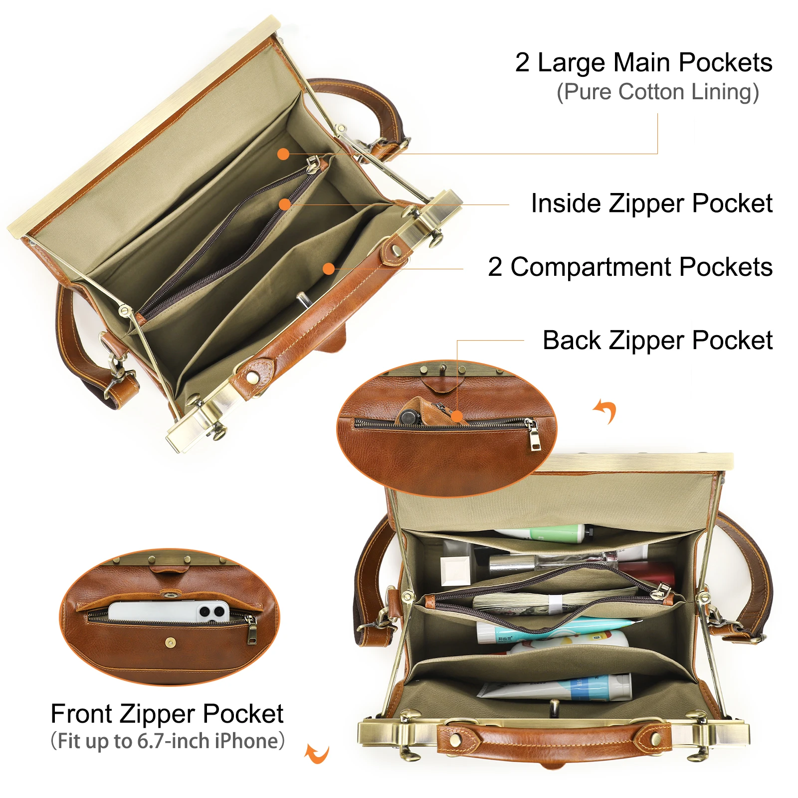 กระเป๋าถือหนังแท้ CONTACT'S สำ - Structured Handbag Top Handle บทวิจารณ์และราคา