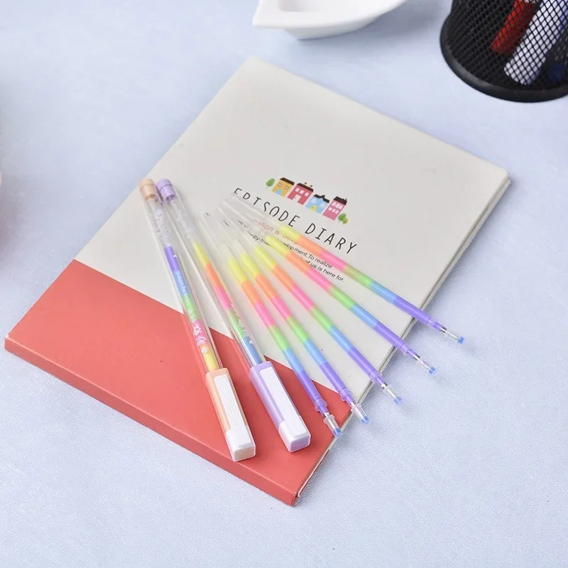 6Pcs/Set Of Cute Kawaii Color DIY Ballpoint Pen Color Chalk Drawing Rainbow Gel Pen Graffiti Pen Children's Diary Decoration