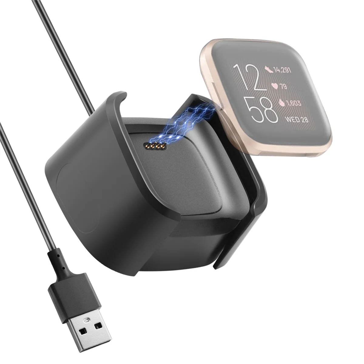 Cargador Compatible con Fitbit Versa 2, Cable de carga USB de repuesto para Versa 2, accesorios de reloj inteligente