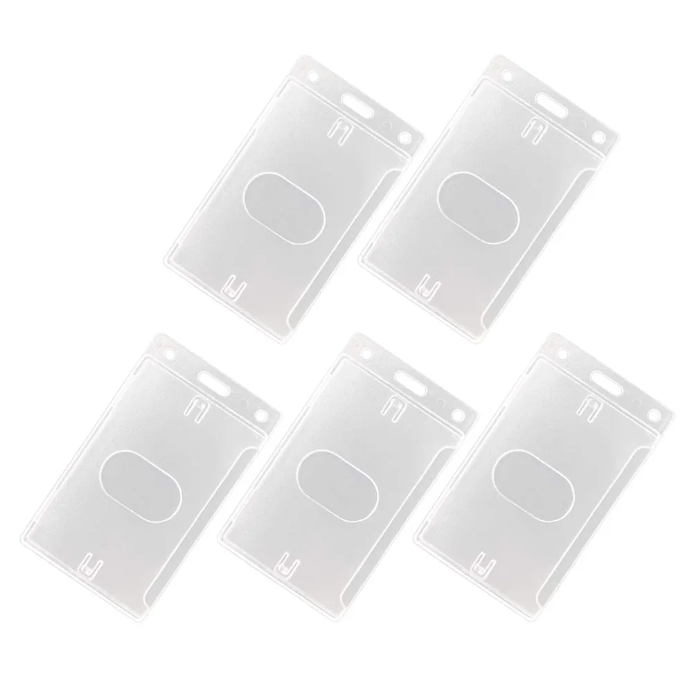 5Pcs Transparent Plastic Id Badge Holders Side Insert Design Hard Plastic Card Holders for Office School Conference Events Easy