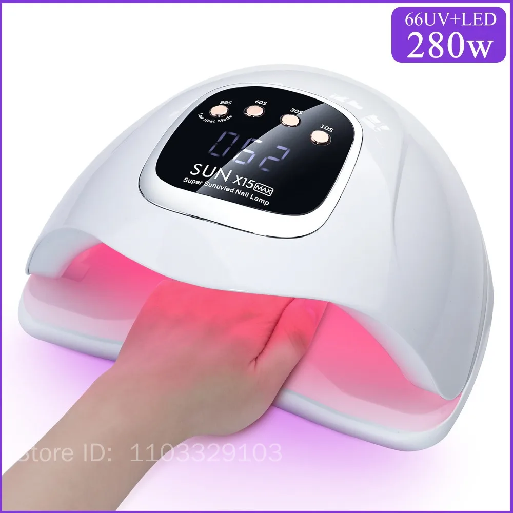 

SUN X15 MAX High-Power Nail Drying Lamp For Gel Nails 280W 66LEDS Gel Polish Drying Machine With Auto Sensor UV LED Nail Lamp