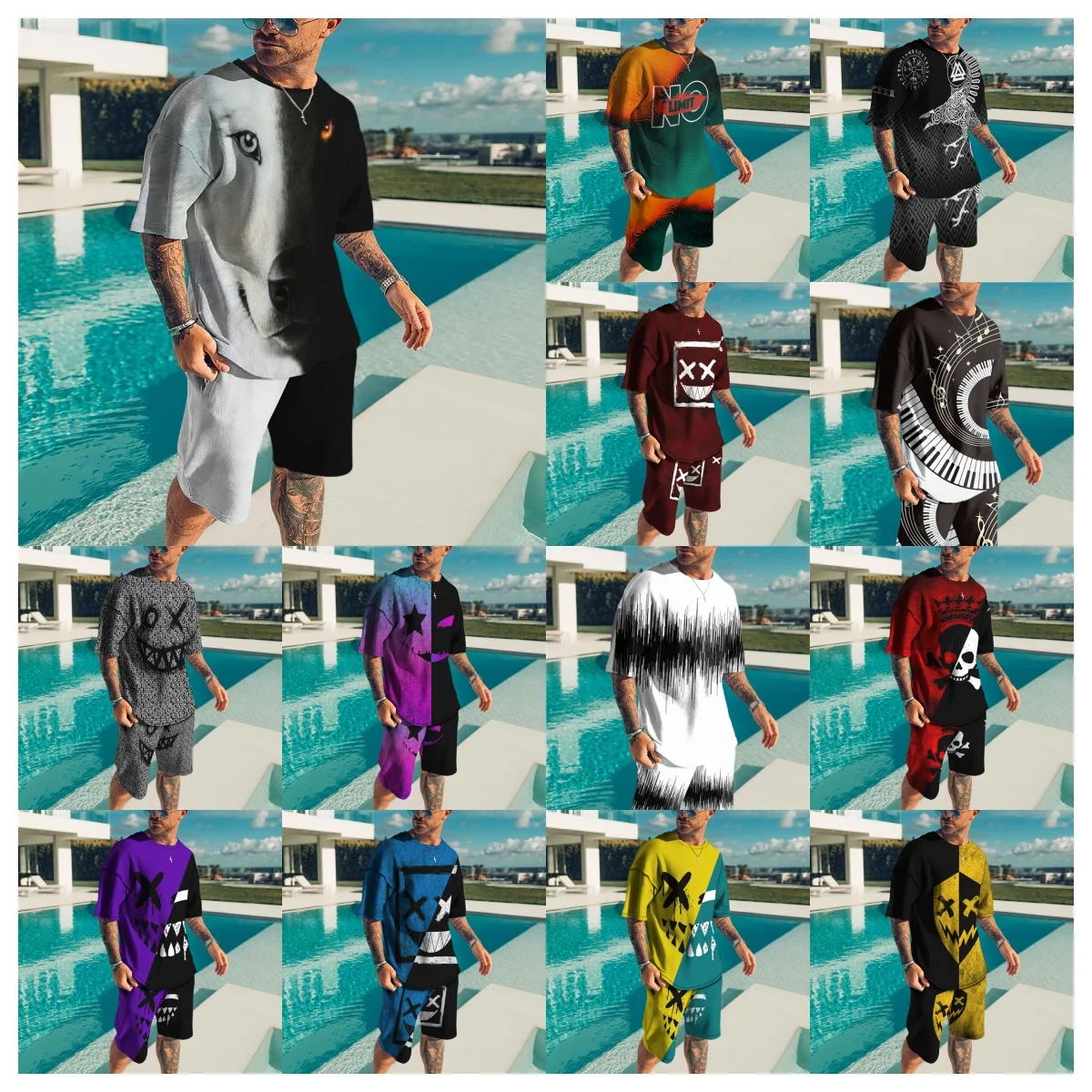 

Summer 2025 New Men's Large-sized Sportswear, Casual, Breathable Shorts, 3D Tiger Print, Y2K Style, Capri Pants Set
