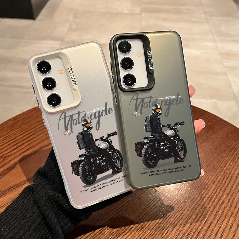 New Motorcycle Phone Case For Samsung S26 S25 S24 A57 A56 A37 A36 A17 A16 A07 A06 M56 Ultra Plus Laser PC+TPU Cases Cover-H549P1