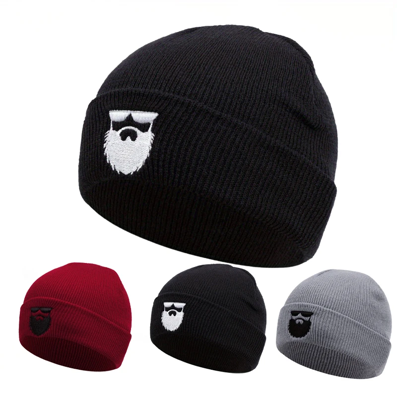 Luxury Bearded Ski Cap Embroidered Knitted Unisex OutdoorTravel Warm and  Hat  Ski Mask  Beanies Winter Hat   Skullies Bonnet