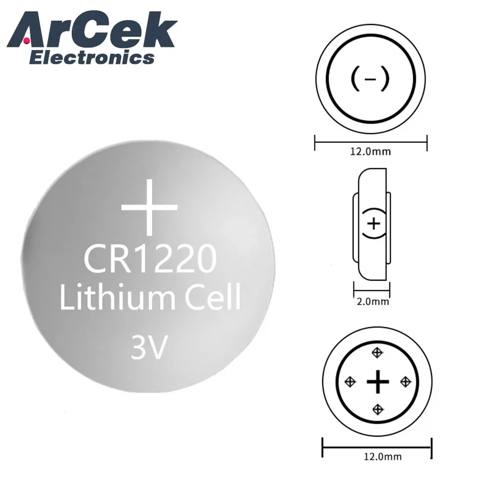 2PCS CR1220 3V 45mAh Button Cell Batteries CR 1220 Lithium Coin Battery BR1220 DL1220 ECR1220 LM1220 for Car Toy Calculators