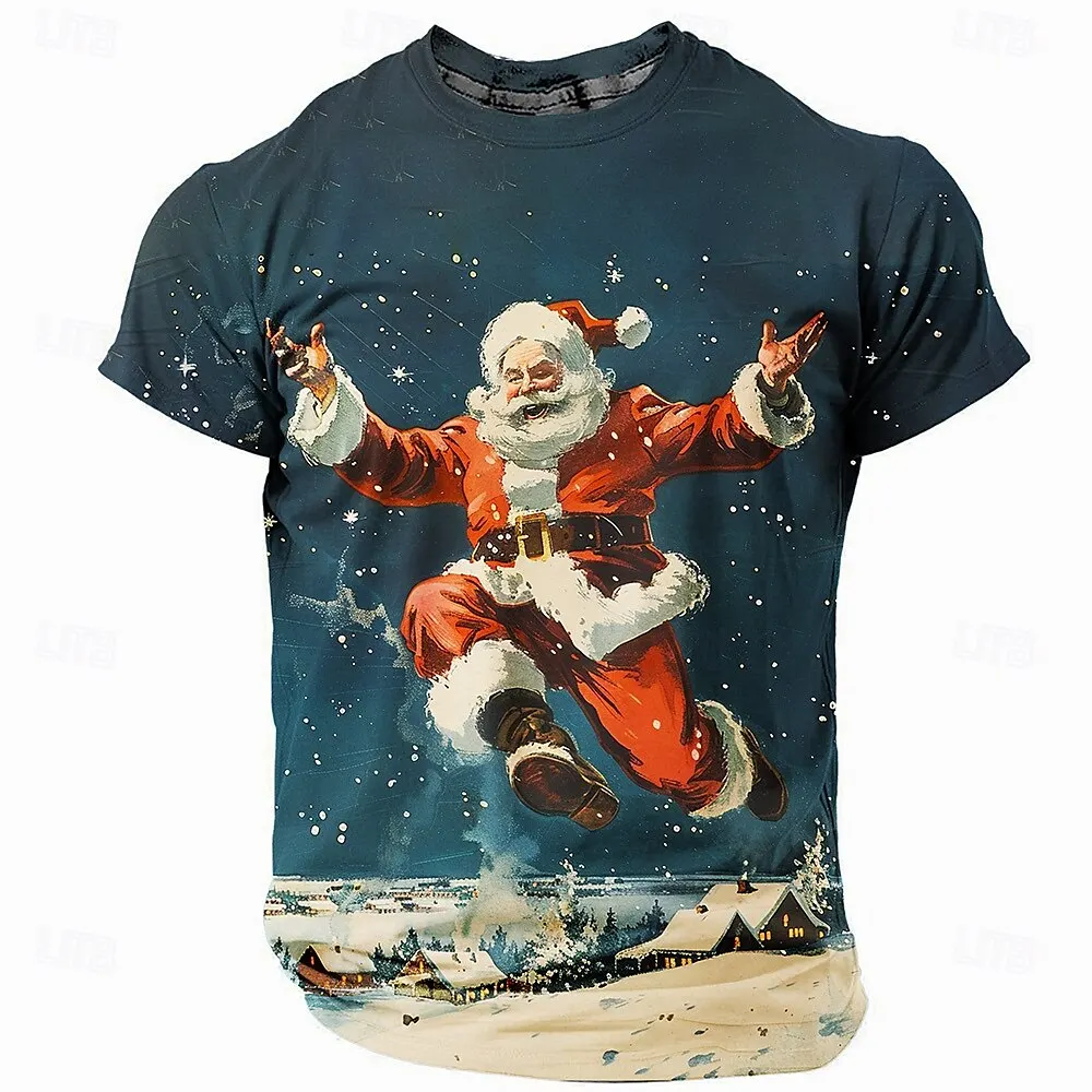 Christmas T-Shirt For Men Santa Claus 3d Print T-Shirt Festival Casual Short Sleeved Top Oversized Christmas Clothing Unisex Tee