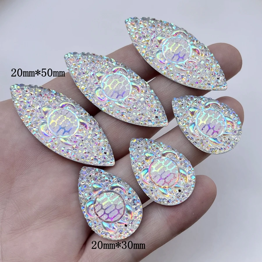 Crystal turtle pattern horse eye drops Rhinestone/resin flat back scrapbook DIY jewelry indigenous earring decoration 10pcs/lot