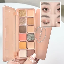 12-Color Eyeshadow Palette, Matte & Shimmery Finish Highly Pigmented Waterproof Eyeshadow Tray Eye Makeup Product