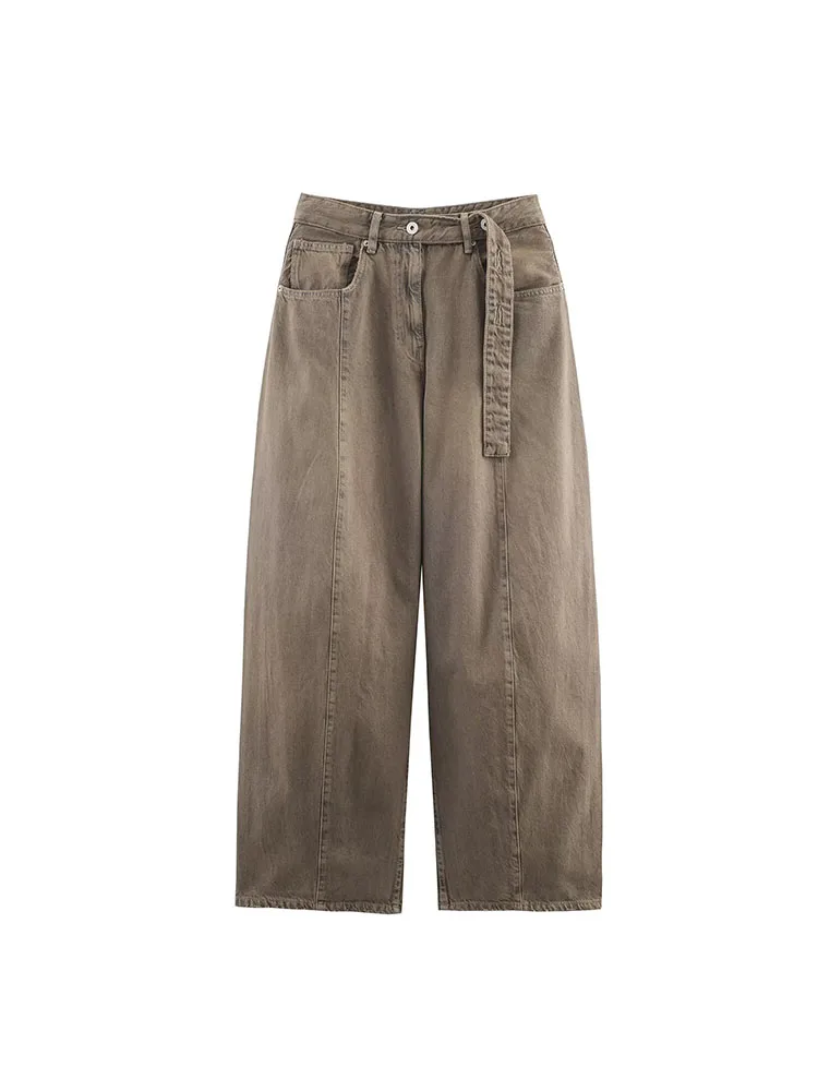 2025 Vrouwen Herfst Jeans Broek Mode Effen Losse Denim Knoppen Zakken Vrouwelijke Elegante Straat Jeans Kleding