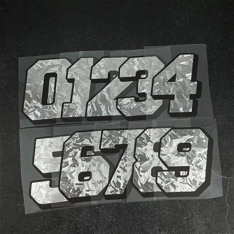 Metallic Silver Racing Number Vinyl Sticker 1PC Waterproof Decal for Motorcycle Fairing Helmet Fender Tank Scooter DIY Decor