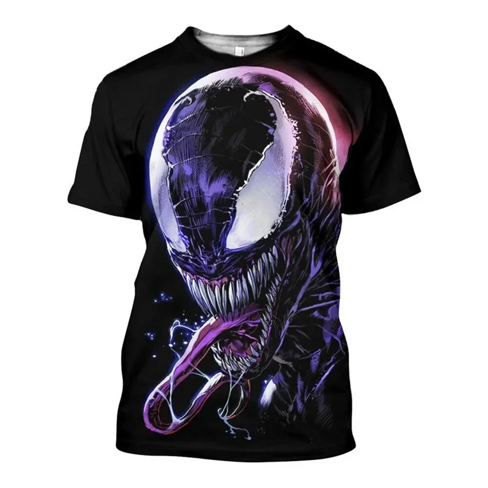 Summer Men's T-shirt Venom 3D Printing Marvel Short-sleeved Fashionable Children's Boy T-shirt Oversized Men's Venom T-shirt