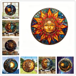 Sun Suncatcher 라운드 아크릴 벽 로그인 농가 축제 창 정원 바 홈 룸 사무실 장식에 대 한 플 라크 펜 던 트를 교수형