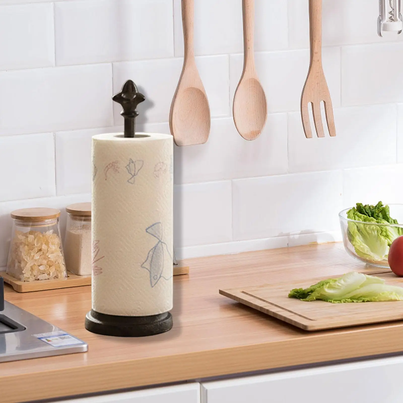 Retro Design Paper Towel Roll Holder Metal Sturdy Tissue Holder for Bathroom and Kitchen Decor