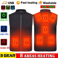 8 Heating Zones Vest Electric Heated Jackets Men Women Sportswear Heated Coat Graphene Waistcoat USB Heating Jacket for Camping