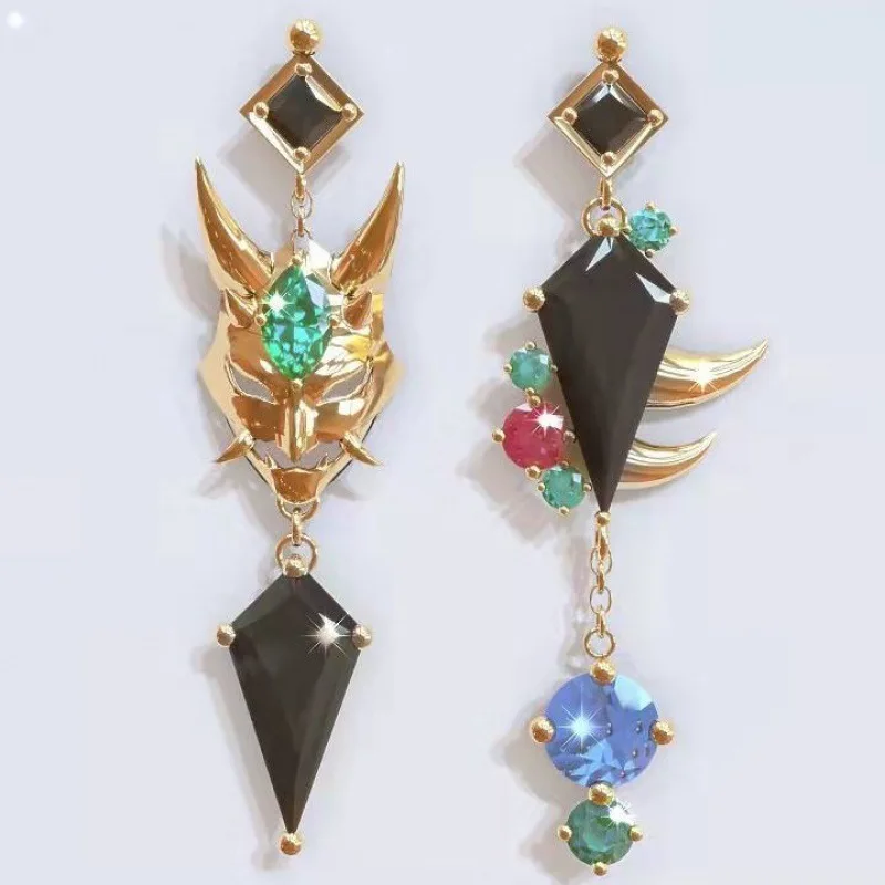 أنيمي لعبة Genshin تأثير Zhongli Keqing منى تأثيري الدعائم أقراط ياردروب موضة خمر مجوهرات اكسسوارات هدية