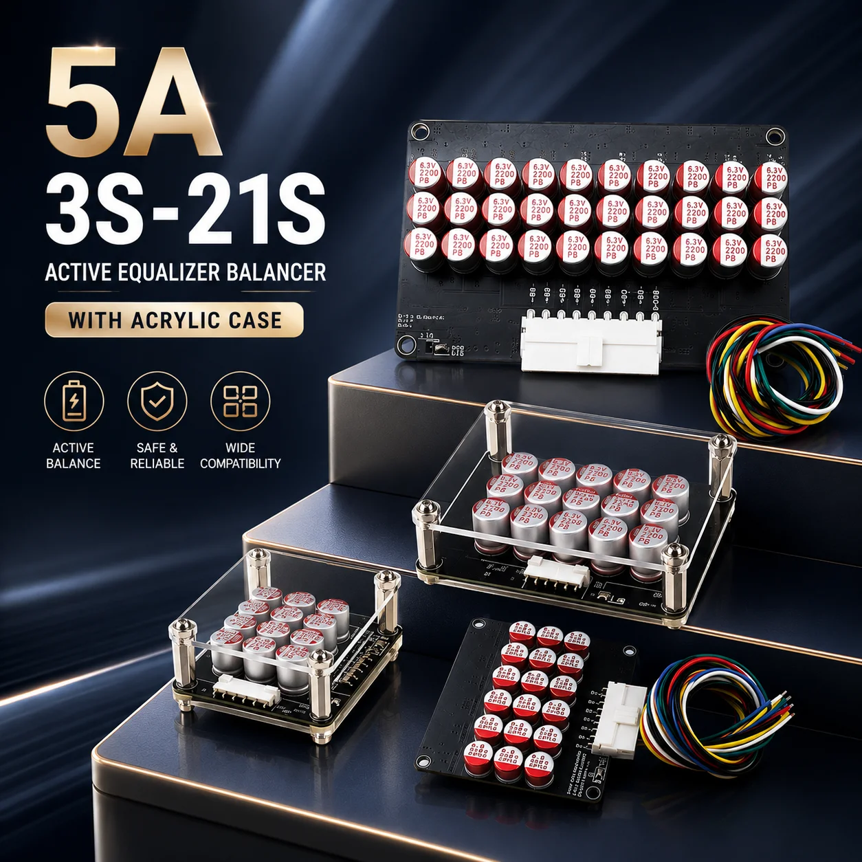 New 5A Active Equalizer Balancer 3S 4S 5S 6S 7S 8S Lifepo4 Lipo LTO Battery Energy Capacitor 14S 16S 17S 18S 19S 20S 21S